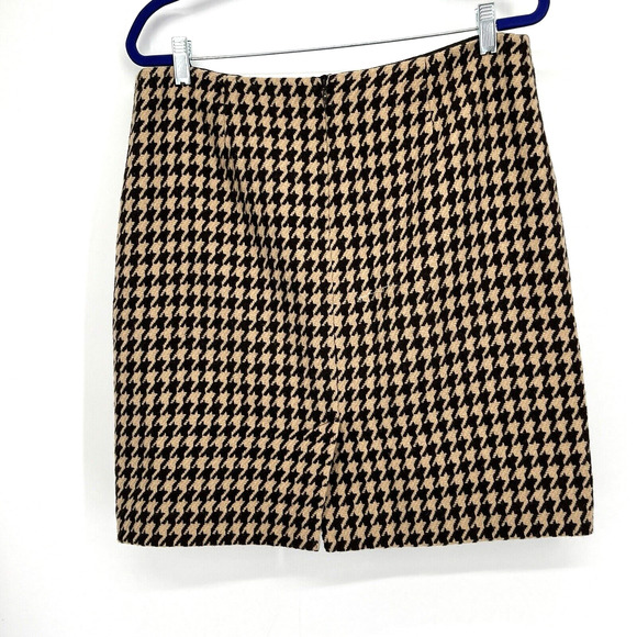 TALBOTS Skirt Women Petite 14 Brown Houndstooth Wool Blend Pencil Tweed Career - Picture 6 of 6